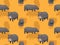 Cute Cartoon Hippo Yawning Background Seamless Wallpaper