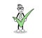 Cute cartoon holding green tick