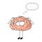 Cute cartoon human brain tired and distressed. Funny character for your design. Concept of healthy brain.