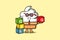 Cute cartoon Ice cream businessman stack goal box