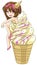 Cute cartoon ice cream nymph, the goddess of dessert