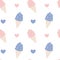 Cute cartoon ice cream pink and blue lovely seamless pattern background illustration