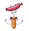 Cute cartoon illustration of fork with a sausage