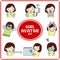 Cute cartoon illustration of girl and woman avatar icon set3