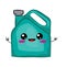 Cute cartoon illustration of green plastic bottle of motor oil