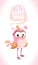 Cute cartoon illustration with little pretty pink bird