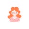 Cute cartoon illustration of pretty beautiful redhead woman. Girl, woman avatar in dress with beads, smiling. vector