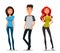 Cute cartoon illustration of young people