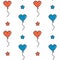 Cute cartoon independence day seamless vector pattern background illustration with blue and red heart balloons and stars