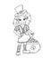 Cute cartoon irish leprechaun girl with the pot of gold