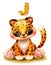 Cute cartoon jaguar on a white background