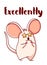 Cute cartoon kawaii mouse flat excellently drawn isolated on white background