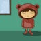 Cute cartoon kid with bear ear hoodie