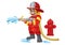 Cute cartoon kid of firefighter
