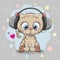 Cute cartoon Kitten with headphones
