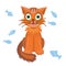 Cute cartoon kitty vector image with fishes