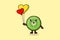 Cute cartoon Kiwi fruit floating with love