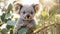 Cute cartoon koala eucalyptus leaves animal leaf nature mammal adorable natural