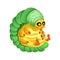 Cute cartoon larva colorful illustration. Dorky and funny image