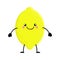 Cute cartoon lemon. Kawai lemon Vector illustration isolated on