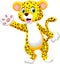 Cute cartoon leopard waving hand