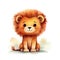 Cute cartoon lion. Watercolor illustration isolated on white background. Generative AI