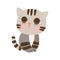 Cute Cartoon Little Baby Cat Icon. Cat standing on the floor with front face. Cat with gray color.