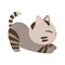 Cute Cartoon Little Baby Cat Icon. Cat standing on the floor and stretching with eye closed.