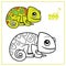 Cute cartoon little chameleon color and outlined on a white background  for coloring page