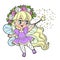 Cute cartoon little fairy cast spells with magic wand color variation for coloring on white