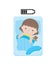 Cute cartoon little girl taking power nap with charging battery. Adorable sleeping kids, Vector flat modern style illustration