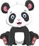 Cute cartoon little panda sitting