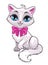 Cute cartoon little white cat