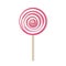 Cute cartoon lollipop of pink and white color. Single object with shadow.