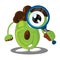 Cute cartoon looking through magnifying glass