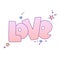 Cute cartoon Love concept. Love lettering More Love and stars, isolated on colored gradient. Love icon and lettering