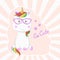 Cute cartoon magical unicorn in sunglasses isolated on a pink background