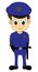 Cute Cartoon Male Police Officer in Blue Uniform