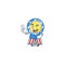 Cute cartoon mascot picture of USA medal with two fingers