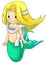 Cute cartoon mermaid character design with blond hair and naked