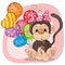 Cute Cartoon Monkey with balloons