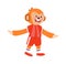 Cute cartoon monkey flat icon Football player