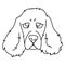 Cute cartoon monochrome lineart puppy cocker spaniel face dog vector clipart. Pedigree kennel doggie breed for dog lovers.