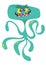 Cute cartoon monster alien or octopus. Vector illustration of blue monster.