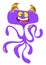 Cute cartoon monster alien or octopus. Vector illustration of purple flying monster for Halloween.