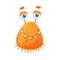 Cute cartoon monster baby character. Toothy big eyed alien with funny friendly face vector illustration