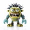 Cute Cartoon Monster Figurine With Spiky Hairstyle On White Background