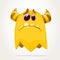 Cute cartoon monster with horns . Crying monster emotion. Halloween vector illustration.