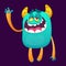 Cute cartoon monster illustration waving hand