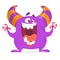 Cute cartoon monster screaming with big mouth full of teeth. Vector illustration for Halloween holiday. Clipart.